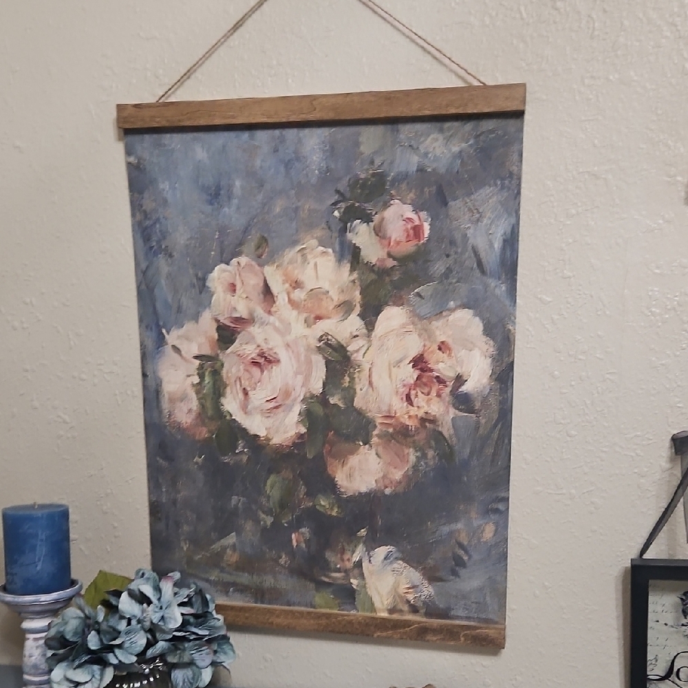 Floral Wall Art with Pink Roses